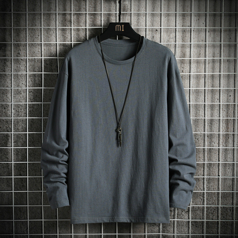 Herren nan lässiges Baumwoll-Basic-Langarmshirt mit Rundhals, Relaxed Fit und verstärkter Saumverarbeitung EB