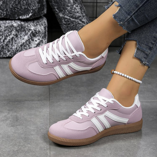 Damen Retro-Sneaker mit Veloursleder-Optik, gepolstertem Komfortfußbett und profilierter Gummilaufsohle EB