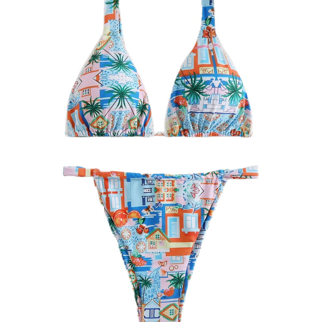 Damen Triangel-Bikini mit lebhaftem Druck EB