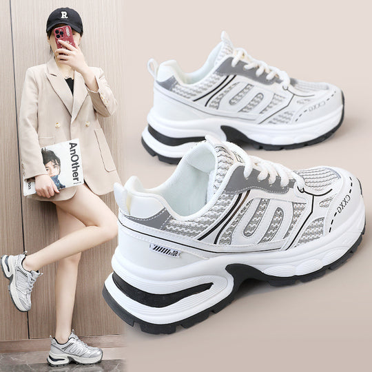 Damen sportliche Sneakers mit atmungsaktivem Obermaterial und stoßdämpfendem Design EB