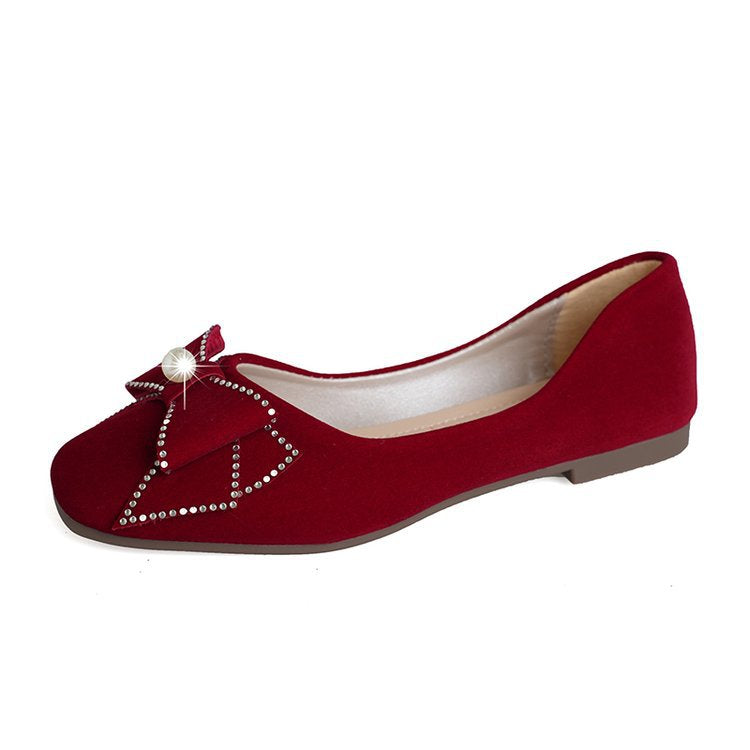 Damen elegante Ballerinas mit funkelndem Schleifen-Design und edlen Strassverzierungen EB