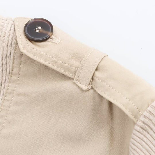 Damen Langarm-Kleid mit dekorativem Gürtel und Schulterdetails EB