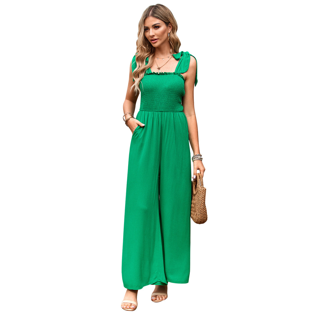 Damen Lässiger Maxijumpsuit mit Rüschen-Details und praktischen Taschen EB