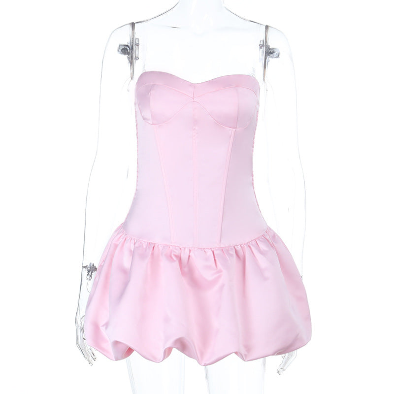 Damen romantisches Bustierkleid mit rüschigem Rock EB