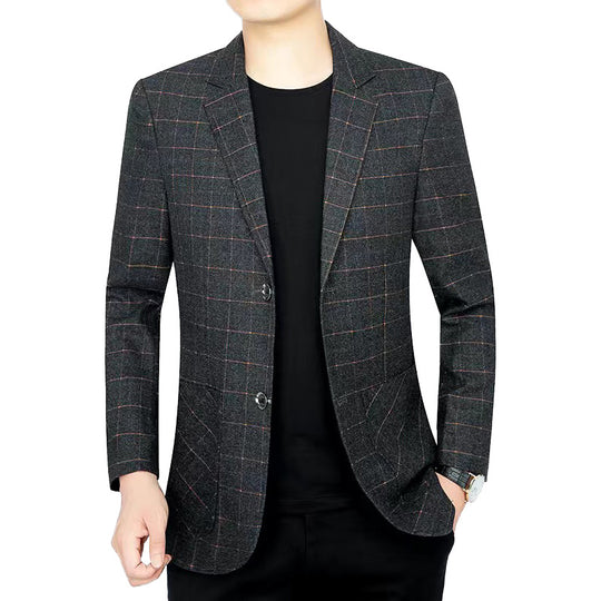 Herren Schmal geschnittenes karierter City-Blazer mit aufgesetzten Taschen EB