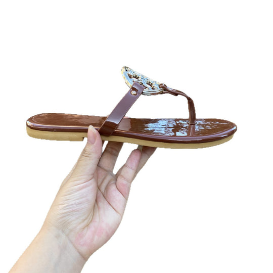 Damen Flip-Flops mit elegantem Logo-Applikation EB