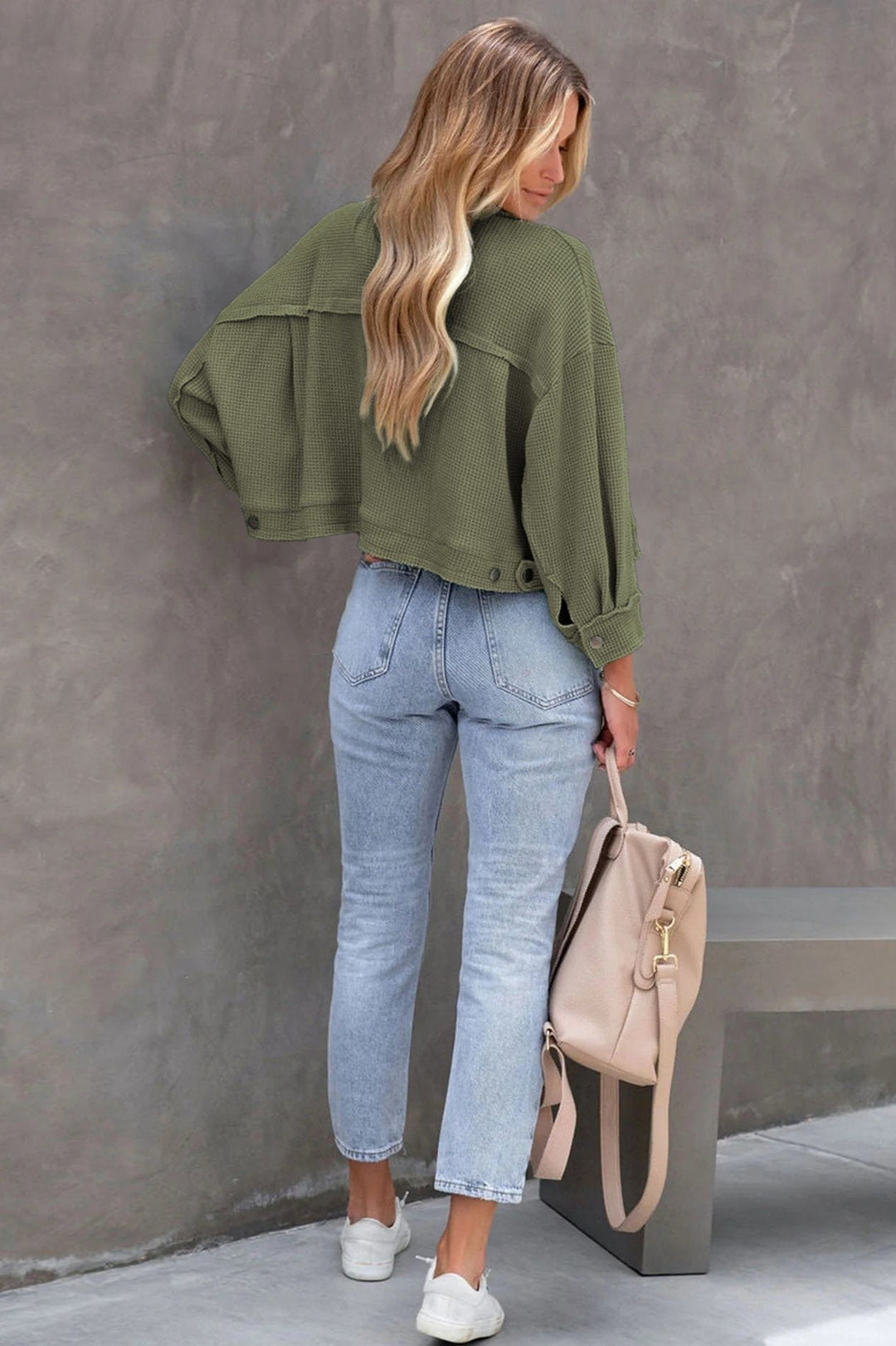 EB | Waffelstrickjacke Leicht und Trendy Perfekt für Lagenlook