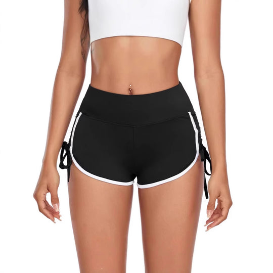 Damen Sportliche High-Waist Shorts mit seitlichem Rüschendetail EB