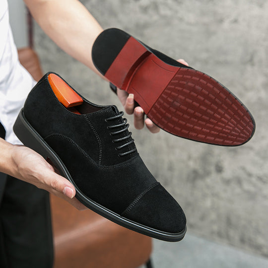 Herren elegante Veloursleder Oxford-Halbschuhe mit Kaptoefen-Detail, gepolstertem Komfortfußbett und rutschfester Gummisohle EB