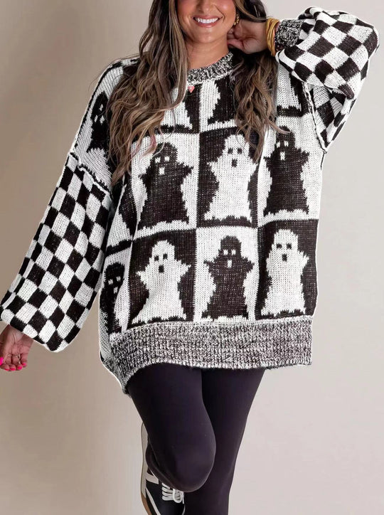 Damen Großer, gemütlicher Strickpullover mit Geisterdesign EB