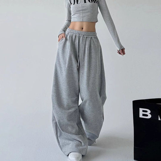 Damen nan weite Jogginghose mit extra weitem Bein und Kordelzugbund aus French Terry EB