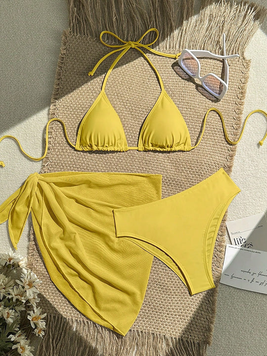 Damen Triangel-Bikini mit Wickeltuch und verstellbaren Trägern EB