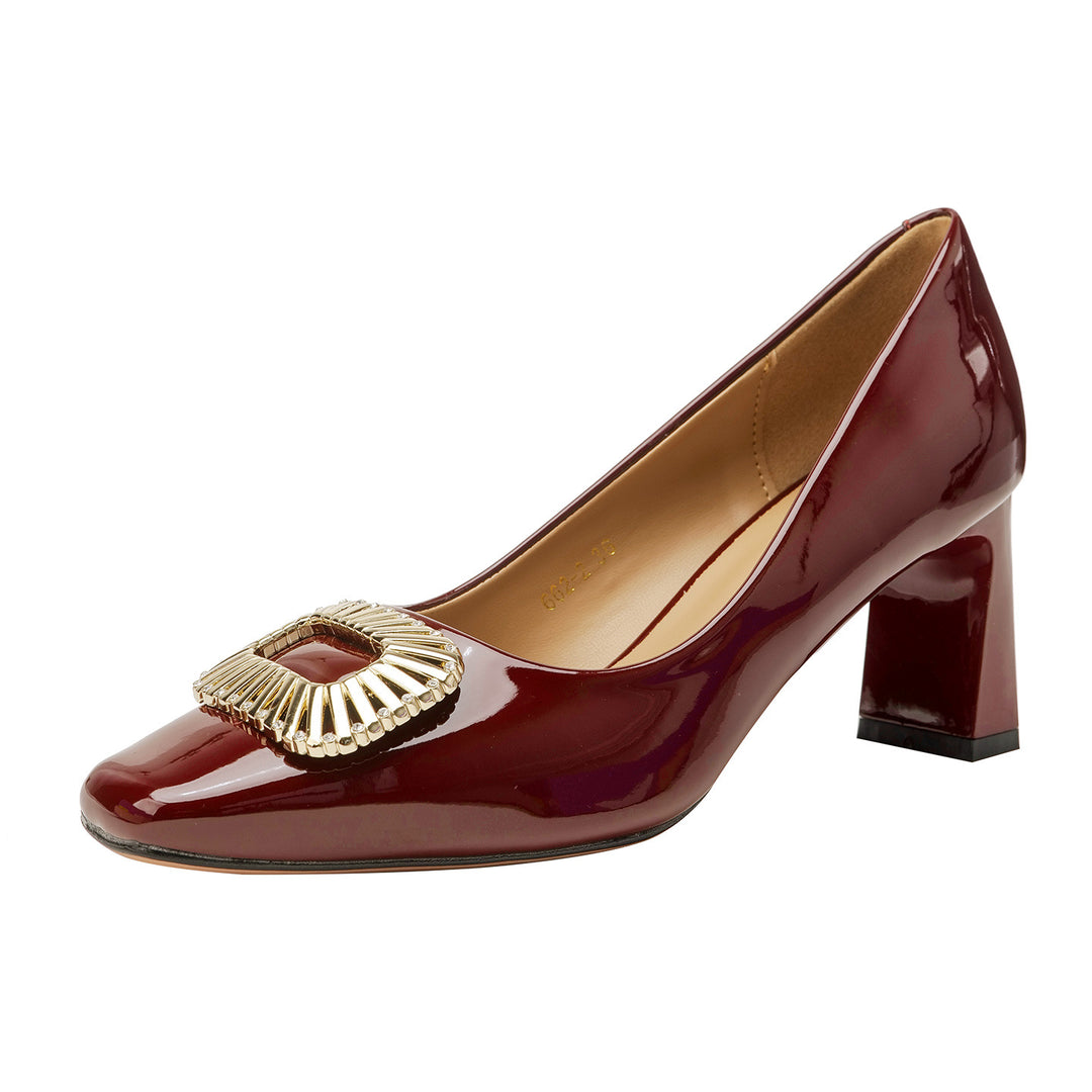 Damen elegante Lackleder-Pumps mit funkelndem Schmuckelement EB