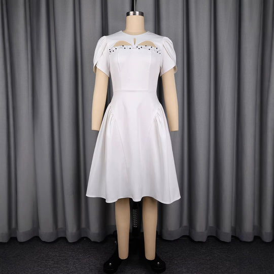 Damen Abendkleid mit voluminösen Puffärmeln und raffinierten Cut-Outs EB