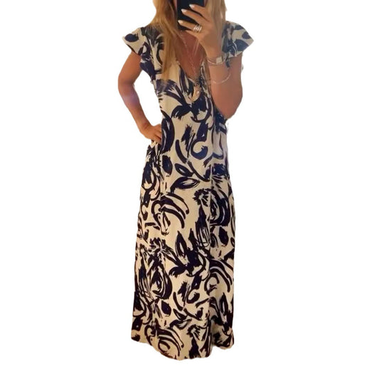 Damen Maxikleid mit voluminösen Ärmeln und elegantem V-Ausschnitt Heidi-Mode