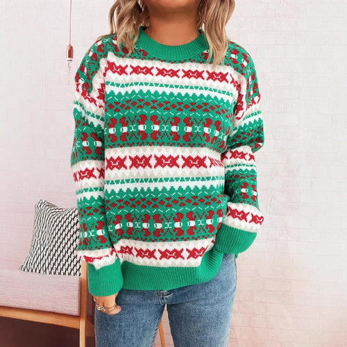 Damen Weihnachts-Pullover mit festlichem Motiv und lockerer Passform EB