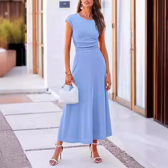 Damen Maxikleid mit Raffinierten Raffungselementen und Elegantem Schnitt EB