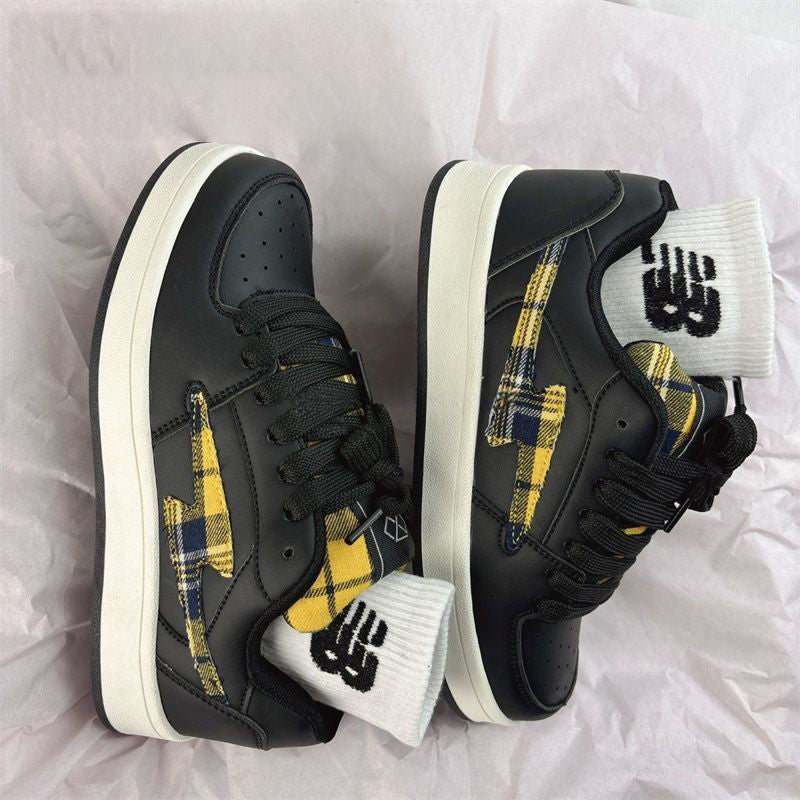 Damen Modische Sneakers mit kariertem Design und gepolsterter Innensohle EB