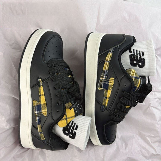 Damen Modische Sneakers mit kariertem Design und gepolsterter Innensohle EB
