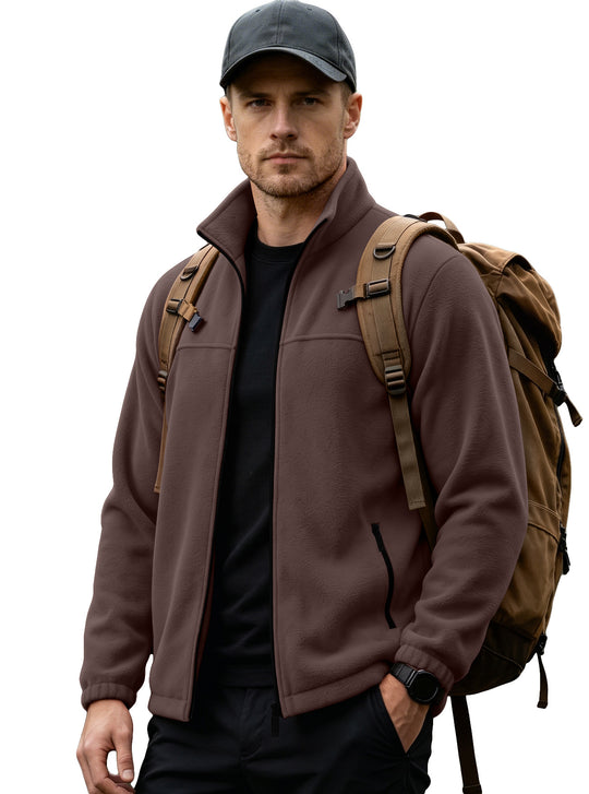 Herren Leichte Outdoor-Fleecejacke mit Stehkragen und Reißverschlusstaschen EB