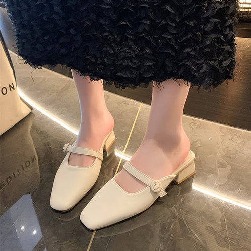 Damen elegante Mules mit schickem Riemendesign EB