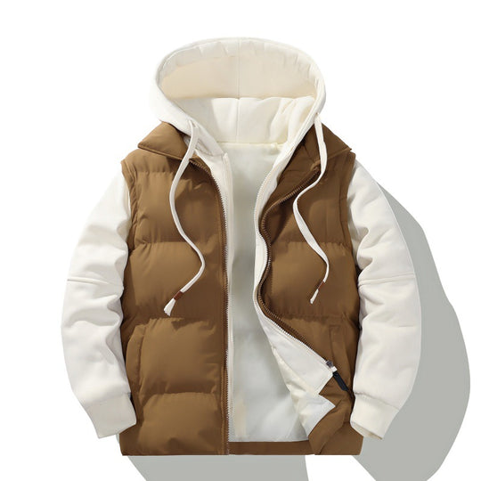 Herren zweilagige Kapuzen-Steppjacke mit abnehmbarer Wattierung und weichen Ärmelpanelen EB