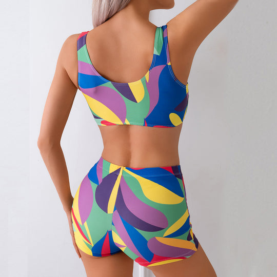 Damen Sportliches Bikini-Set mit farbenfrohen Grafiken EB