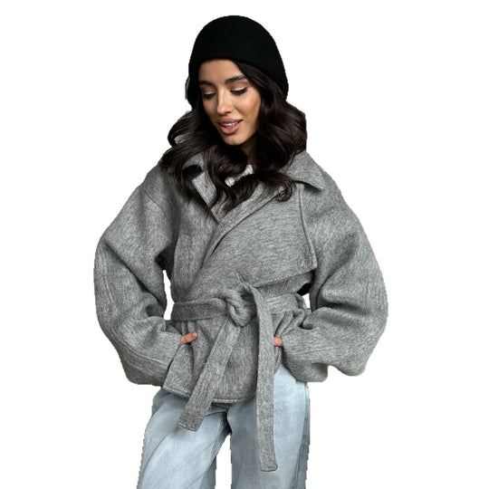 Damen Gemütliches Crop-Pullover-Set aus weichem Material mit reißerisch-verschlossenem Kragen EB