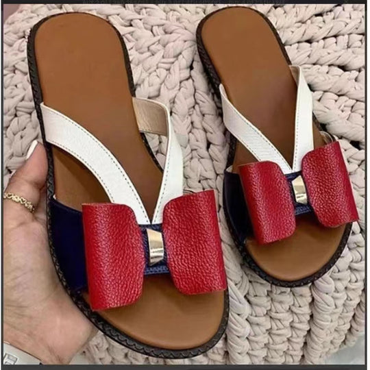 Damen elegante Flip-Flops mit modischen Schleifenapplikationen EB