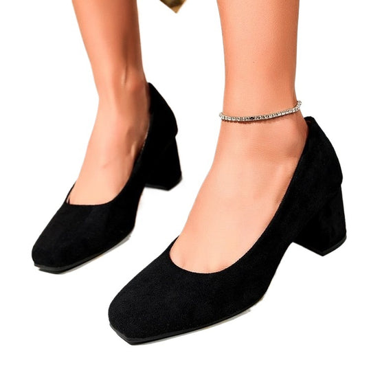 Damen Elegante und klassische Pumps mit mittelhohem Blockabsatz EB