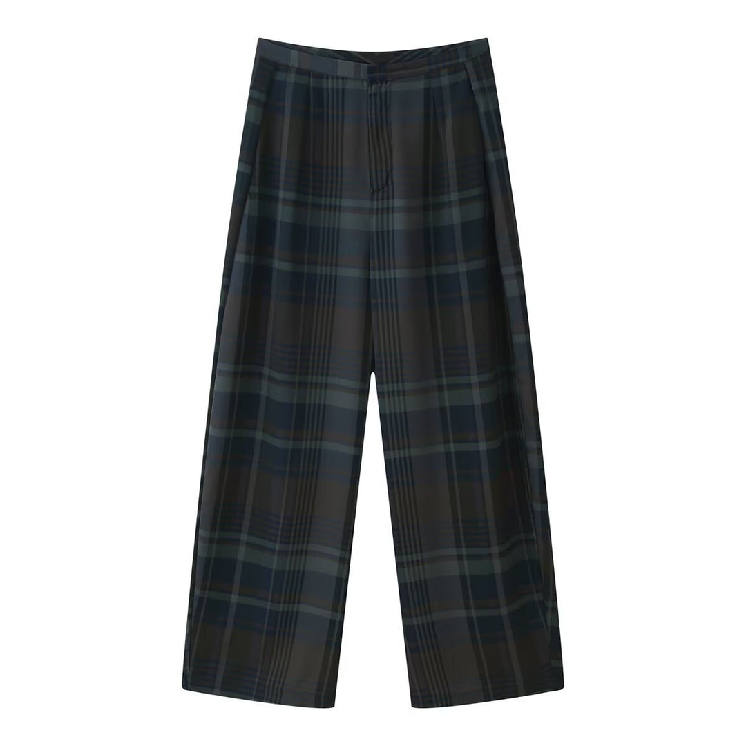 Damen Karottenhose mit modernem Karomuster und entspanntem Schnitt EB