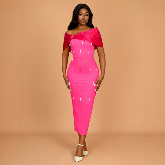 Damen Abendkleid mit schickem Oberteil und funkelnden Applikationen EB