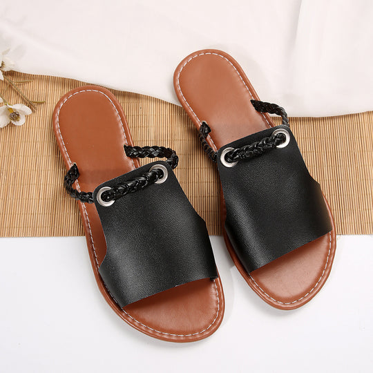 Damen elegante Riemchen-Sandalen mit geflochtenen Details EB