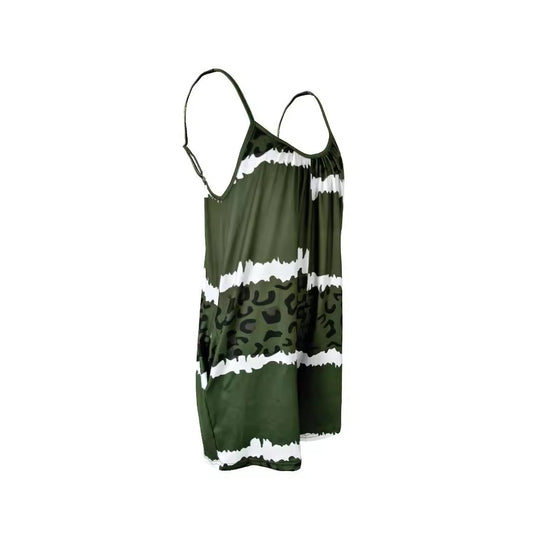 Damen luftiger Overall mit Spaghettiträgern und modischem Tierdesign EB