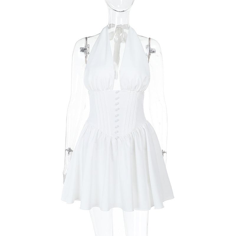 Damen elegantes Wickelkleid mit tiefem V-Ausschnitt und figurbetonter Taille EB