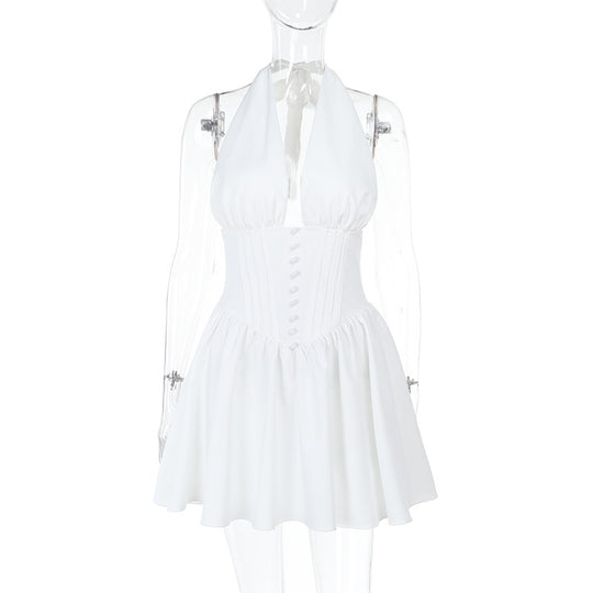 Damen elegantes Wickelkleid mit tiefem V-Ausschnitt und figurbetonter Taille EB