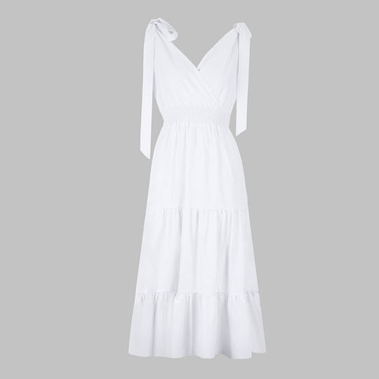 Damen Maxikleid mit schickem V-Ausschnitt und Rüschendetail EB