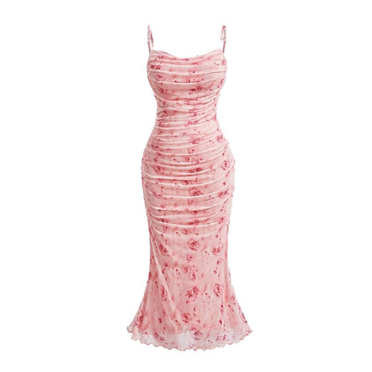 Damen Wickelkleid mit Rüschendetails und floraler Struktur EB