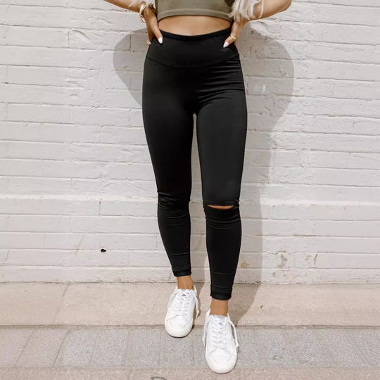 Damen Stepp-Leggings mit Riss-Detail EB