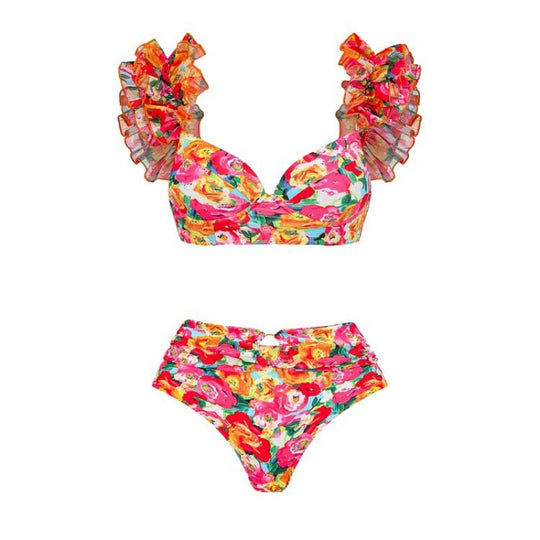 Damen Bikini-Set mit Rüschen und schickem Wickelrock EB