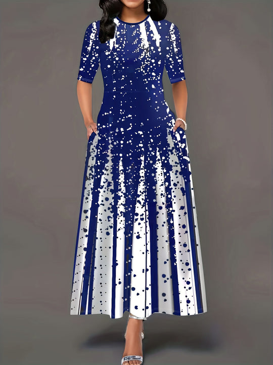 Damen Maxikleid mit kreativen Spritzmuster EB