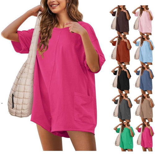 Damen Sportliches Oversized T-Shirt Kleid EB