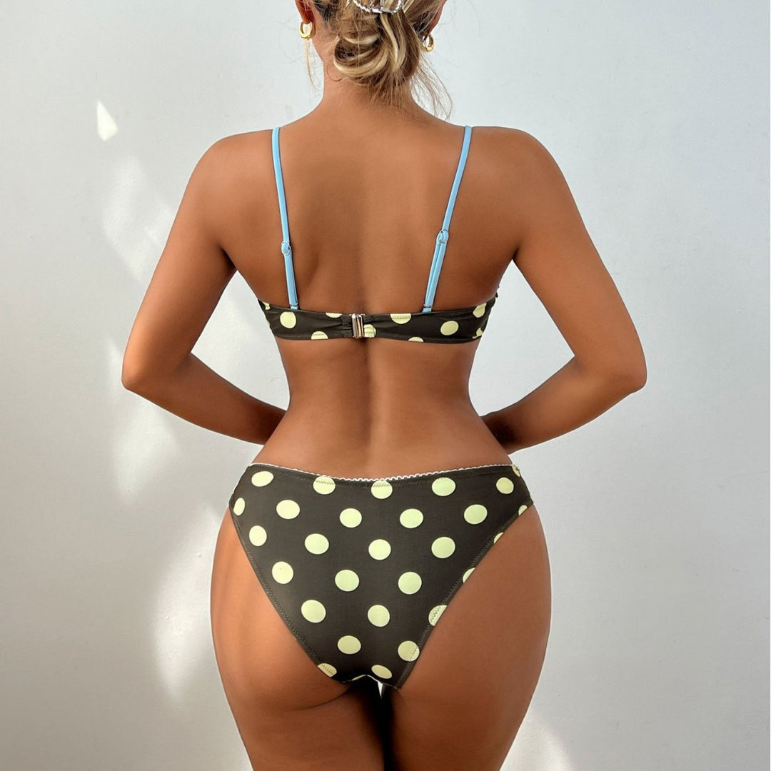 Damen Bunte gepunktete Bikini-Set EB