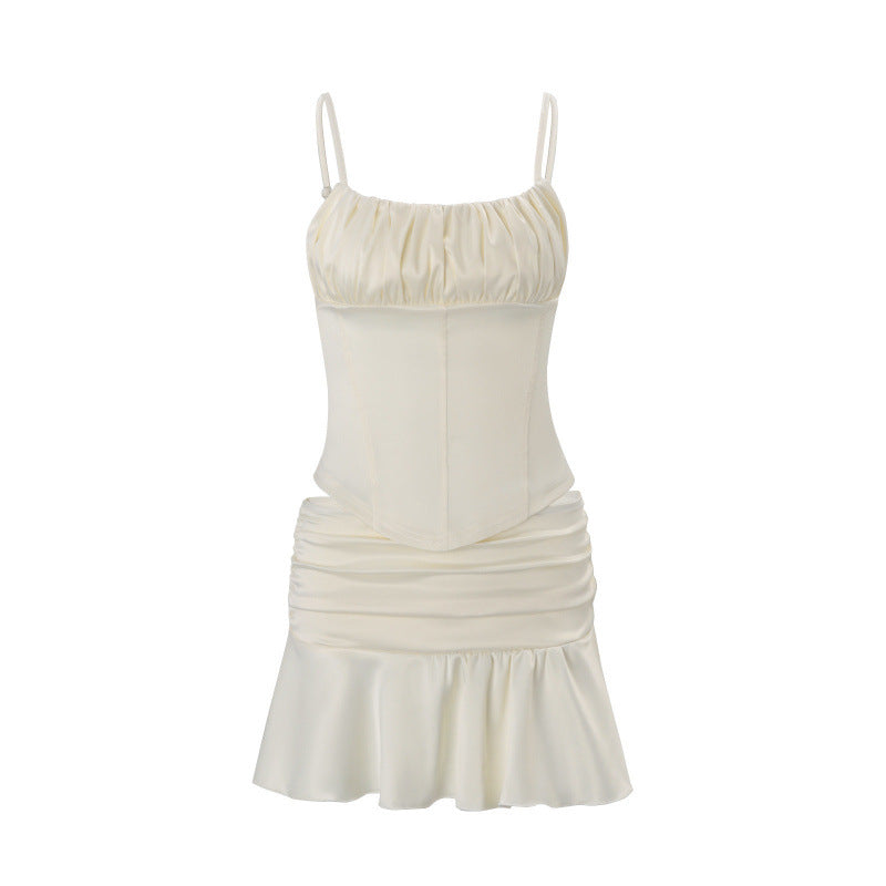Damen Bleistiftkleid mit gerafftem Design und Spaghettiträgersystem EB