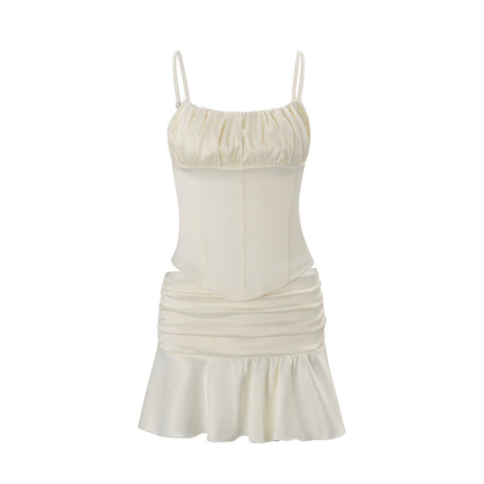 Damen Bleistiftkleid mit gerafftem Design und Spaghettiträgersystem EB