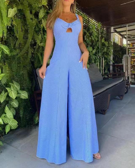 Damen Luftiger Jumpsuit mit schickem Schlitz und Stilvollen Träger EB