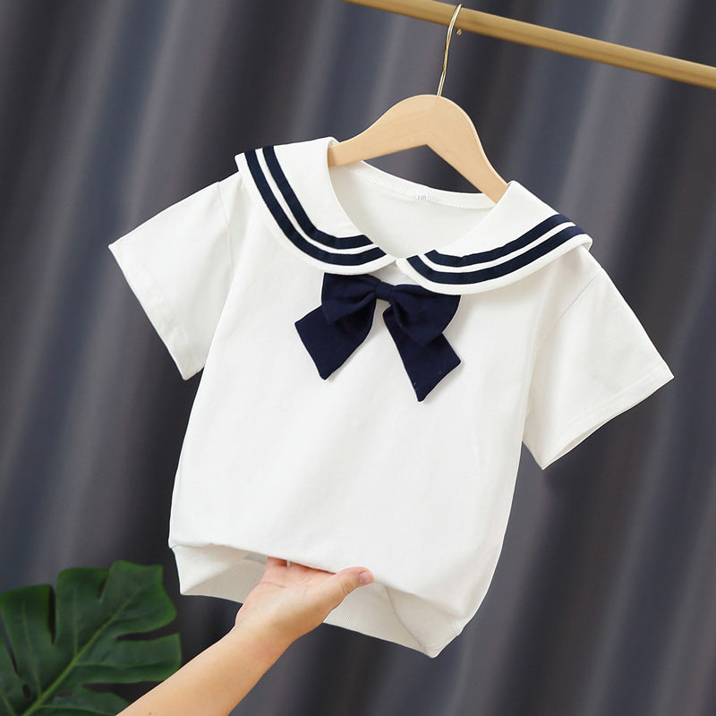 Mädchen Matrosen-T-Shirt mit Schleifendetail EB
