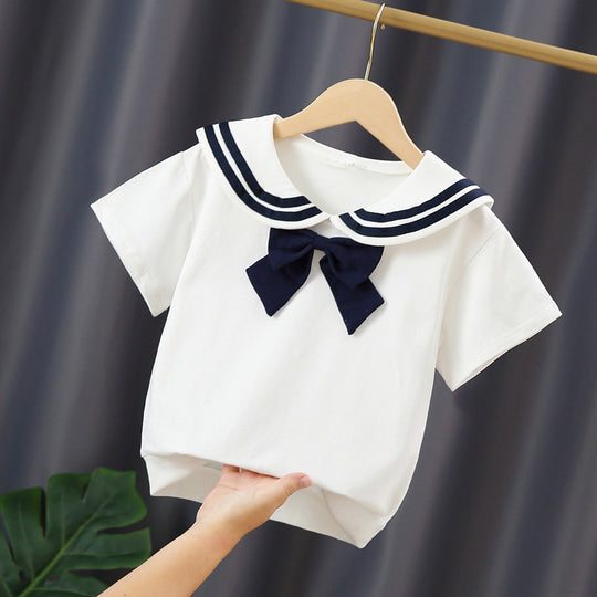 Mädchen Matrosen-T-Shirt mit Schleifendetail EB