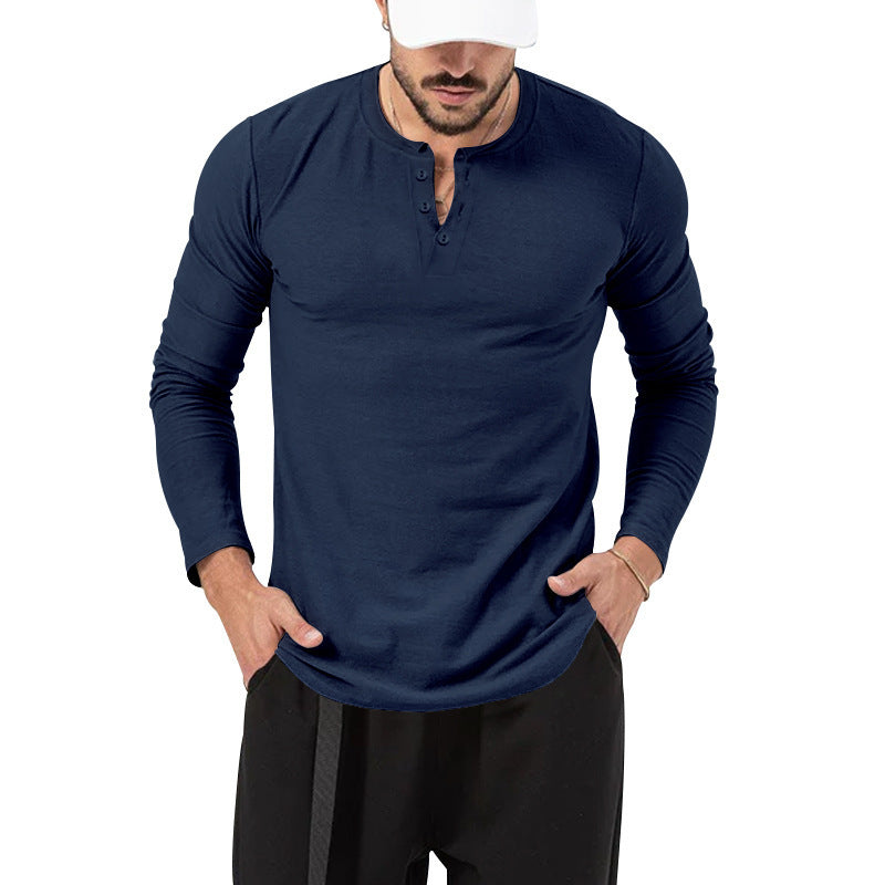 Herren Langarmshirt mit Knopfleiste und modischem Schnitt EB