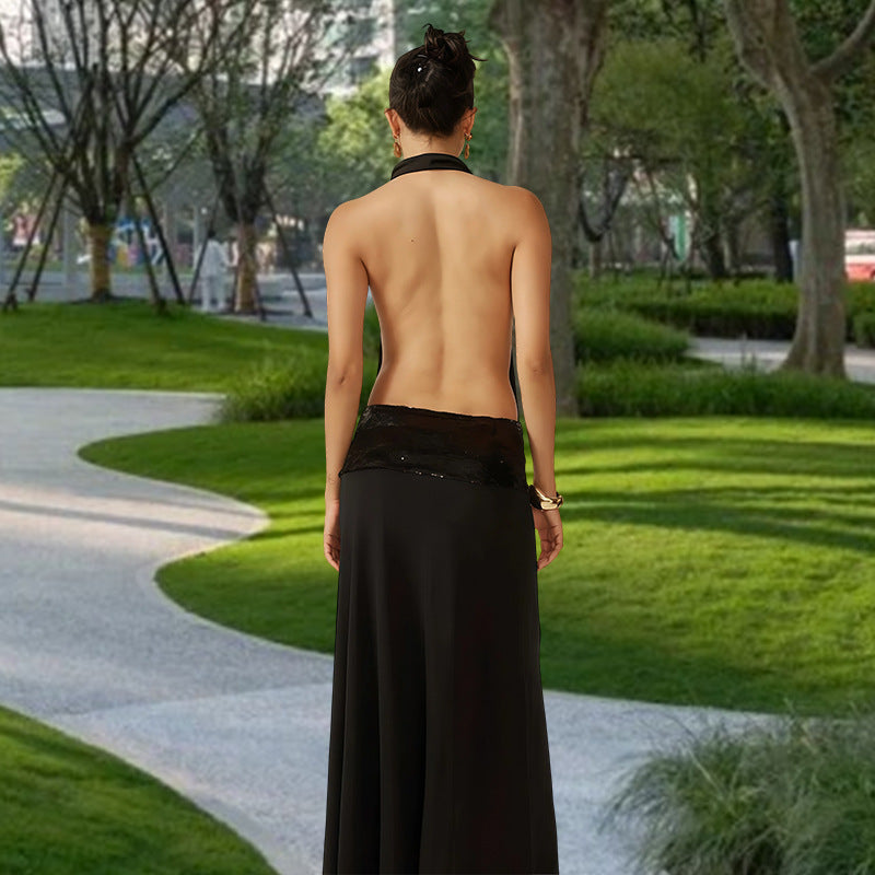 Damen Elegantes Abendkleid mit schimmerndem Gürtel EB